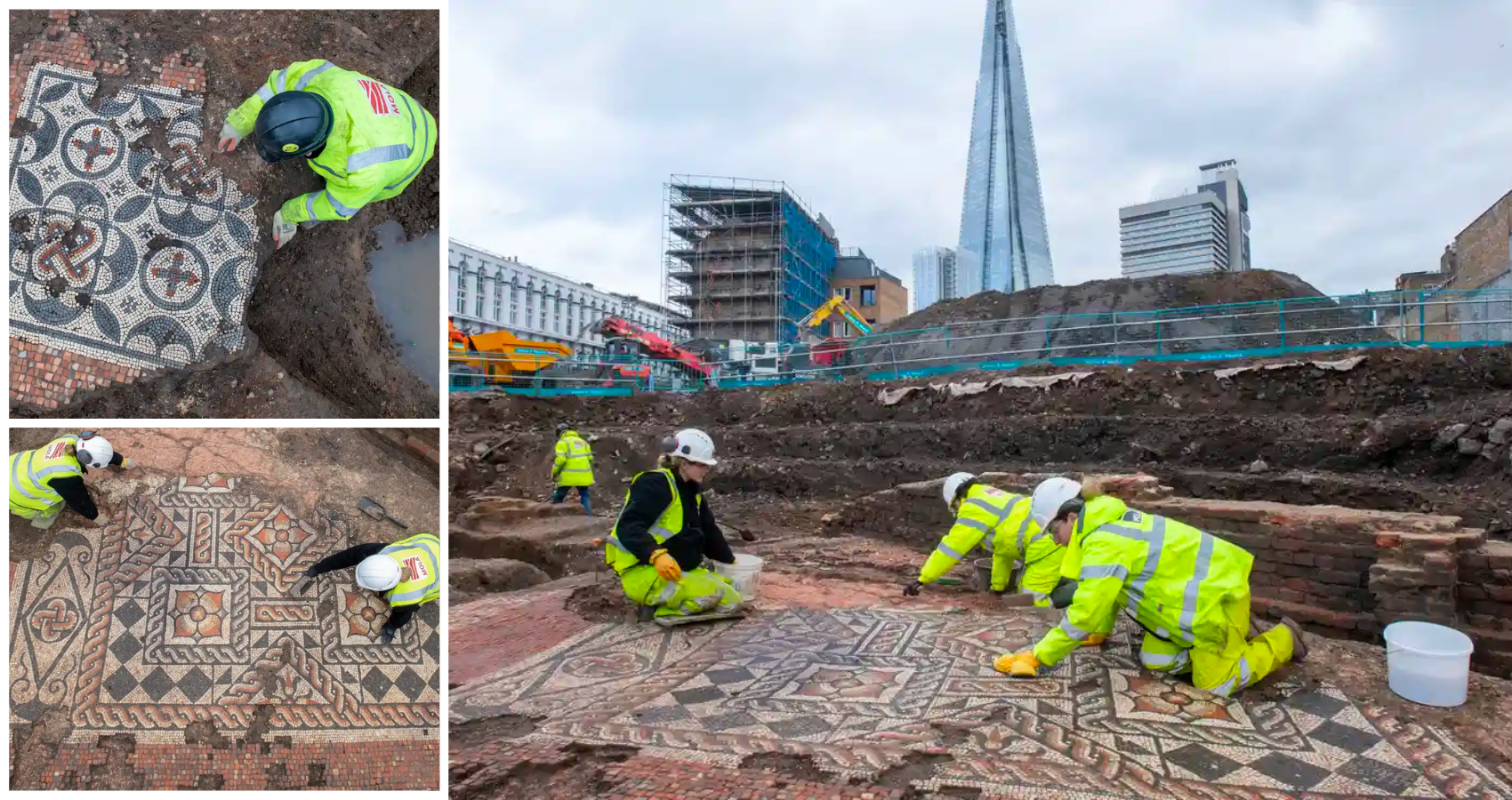 Huge Roman mosaic unearthed in London in ‘once-in-a-lifetime find’