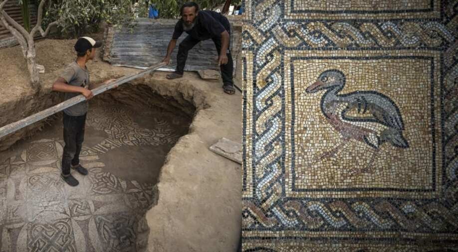 Palestinian farmer unearths a Byzantine-era mosaic in Gaza while planting olive tree