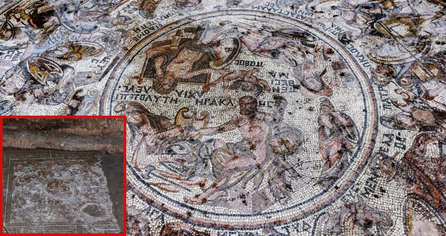1,600-year-old mosaic of Hercules and Neptune’s 40 mistresses unearthed in war-torn Syria