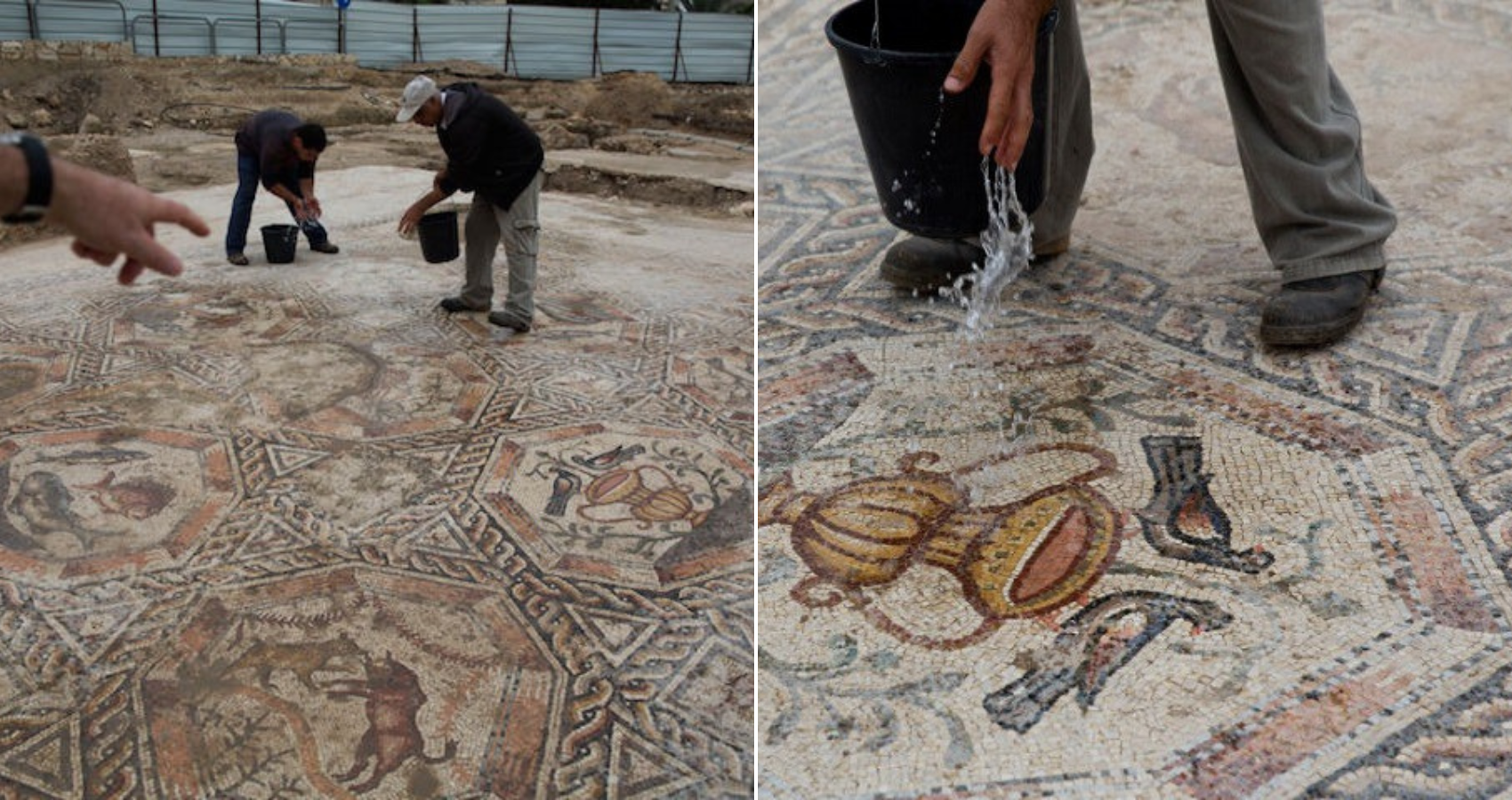 1,700-Year-Old Roman Mosaic Discovered During City Sewer Construction Project